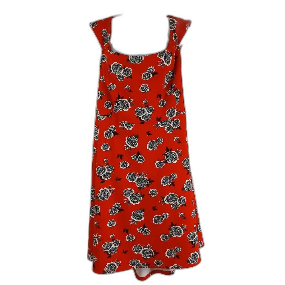 Torrid dress red w/black white flower‎ sleeveless sz 4X party chic feminine work